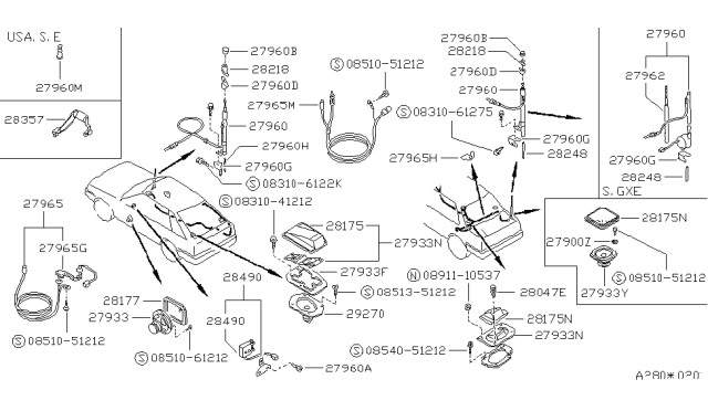 1989 Nissan Stanza Bracket Speaker LH Diagram for 28165-D4500