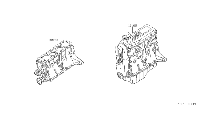 1988 Nissan Stanza Engine-Assembly Short Diagram for 10103-D55C5
