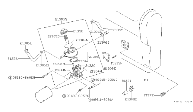 1987 Nissan Stanza O-Ring Diagram for 21312-17M00