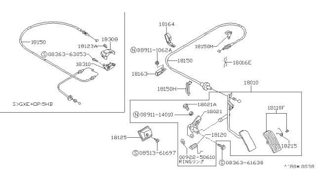 1989 Nissan Stanza Clamp-Wire Accelerator Diagram for 18225-D4501