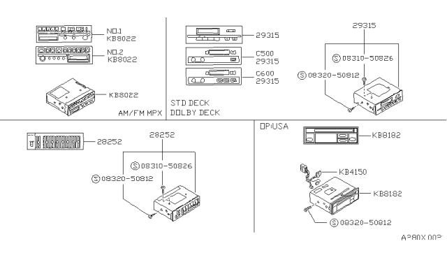 1989 Nissan Stanza Dolby Cassette Diagram for B8106-C9925