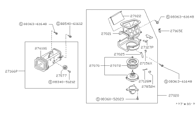 1987 Nissan Stanza Fan With Motor Diagram for 27220-13E11