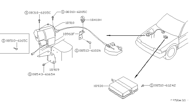 1988 Nissan Stanza Unit Assembly-SERVO Diagram for 18910-D3500