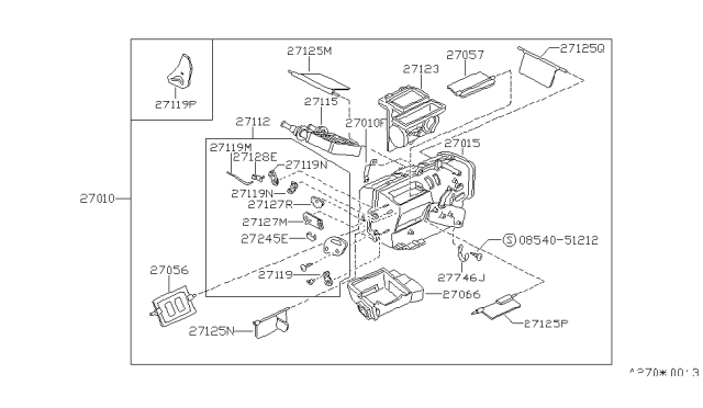 1989 Nissan Stanza Duct-Room Outlet Heater Diagram for 27135-D4500