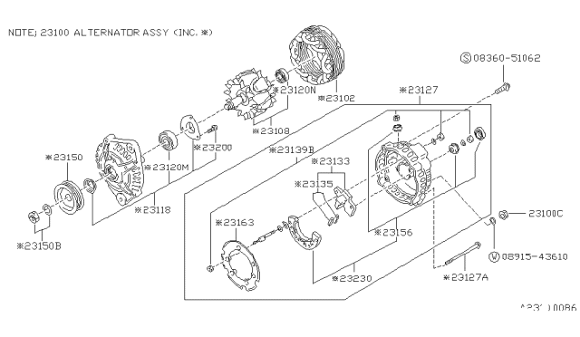 1987 Nissan Stanza Rotor Assembly Diagram for 23108-D4400