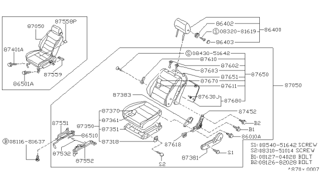1989 Nissan Stanza Board-Seat Back Diagram for 87640-D4703