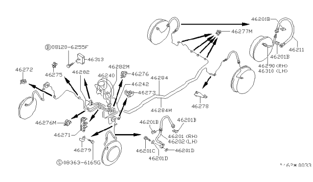1989 Nissan Stanza Tube Assembly-Brake Front LH Diagram for 46242-15E20