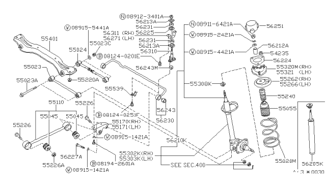 1988 Nissan Stanza Strut Kit-Rear Suspension,LH Diagram for 55303-D4525