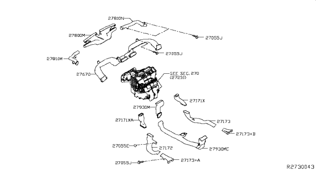 2015 Nissan Murano Nozzle-Defrostor Diagram for 27800-5AA0A