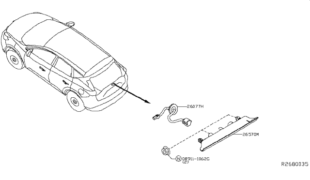 2018 Nissan Murano Stop Lamp Assembly-High Mounting Diagram for 26590-9B90B