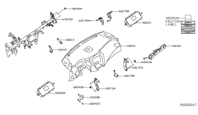 2015 Nissan Murano Instrument Panel,Pad & Cluster Lid Diagram 2