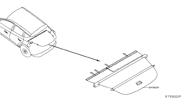 2015 Nissan Murano TONNEAU Cover Assembly Diagram for 84982-5AA0A