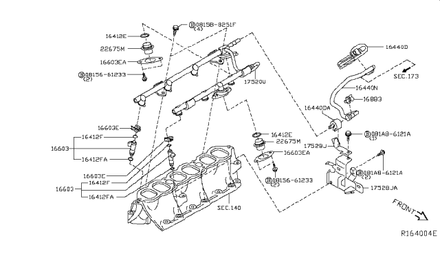 2017 Nissan Murano Hose Fuel Diagram for 16440-3JA0B
