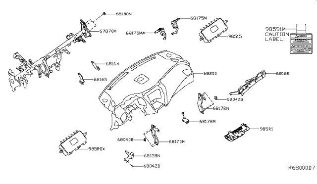 2019 Nissan Murano Bracket-BCM,LH Diagram for 68165-5AA0A