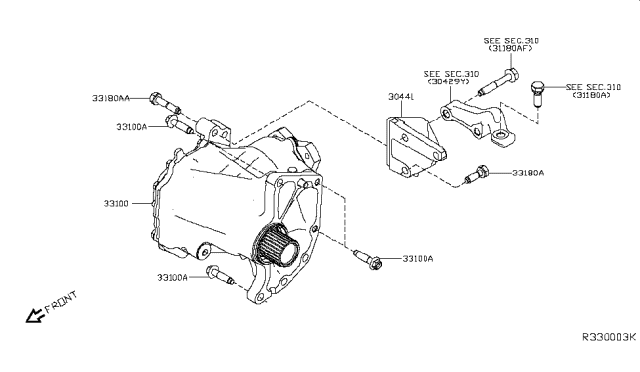 2016 Nissan Murano Transfer Assembly & Fitting Diagram 1