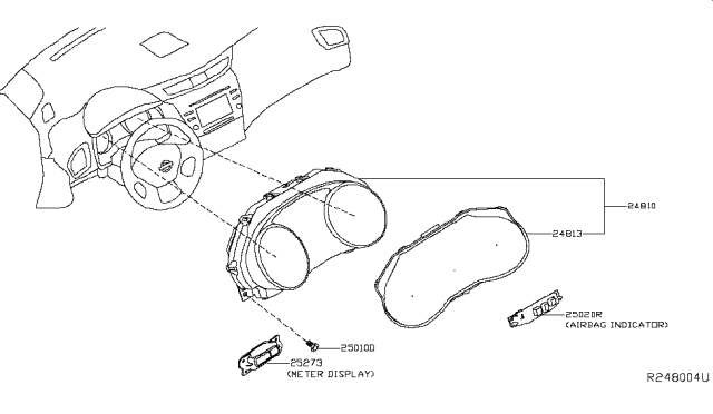 2019 Nissan Murano Warning Assy-Instrument,A Diagram for 25020-5AA0A