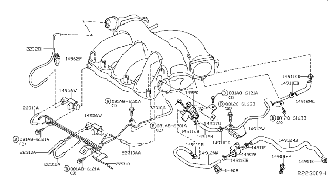 2019 Nissan Murano Hose-Fuel Evaporation Control Diagram for 14912-9PF0A