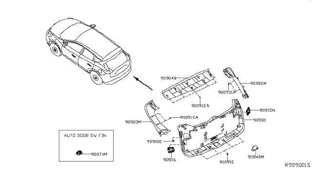 2015 Nissan Murano Back Door Trimming Diagram