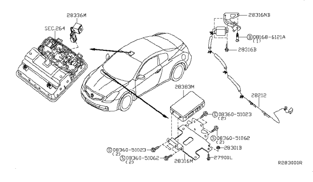 2010 Nissan Altima Antenna Assy-Telephone Diagram for 28212-JA010