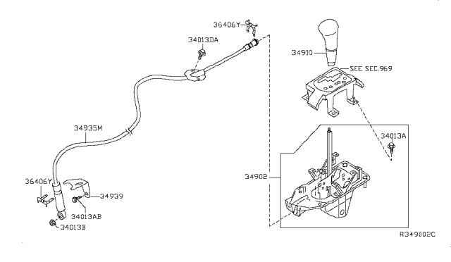 2008 Nissan Altima Bracket-Cable Mounting Diagram for 34939-JA00A