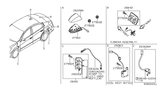 2009 Nissan Altima Base Antenna Cover Diagram for 28228-ZX11A