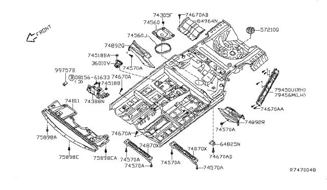 2010 Nissan Altima Bracket-Luggage Floor Diagram for 84964-JB10A