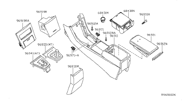 2009 Nissan Altima Lid - Console Box Diagram for 96920-ZX71A