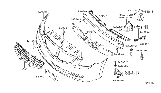 2010 Nissan Altima MOULDING Front Bumper Diagram for 62070-ZN30A