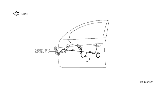 2010 Nissan Altima Harness Assembly-Door,Front RH Diagram for 24124-JB15B
