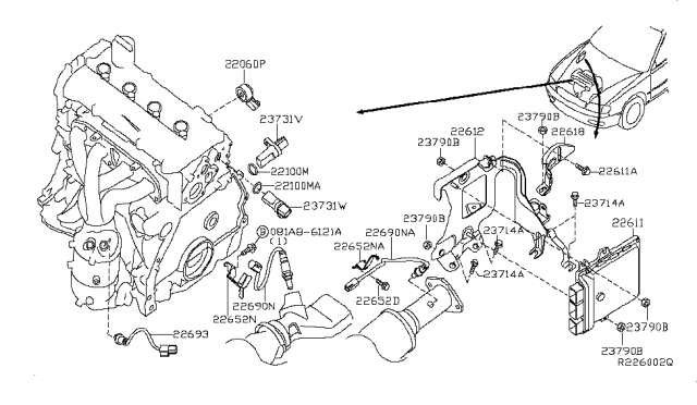 2009 Nissan Altima Engine Control Module Diagram for 23710-JB19B