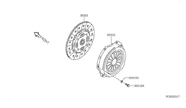 2009 Nissan Altima Cover Assembly-Clutch Diagram for 30210-JA00A