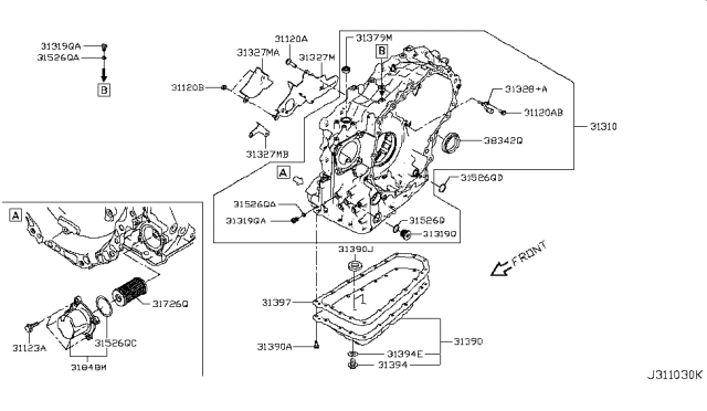 2009 Nissan Altima Case Assembly - Automatic Transmission Diagram for 31310-1XZ0D