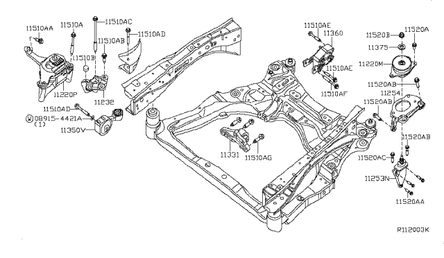 2011 Nissan Altima Engine Mounting Support, Left Diagram for 11254-JA01A