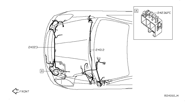 2013 Nissan Altima Harness-Sub Diagram for 24023-ZX10A