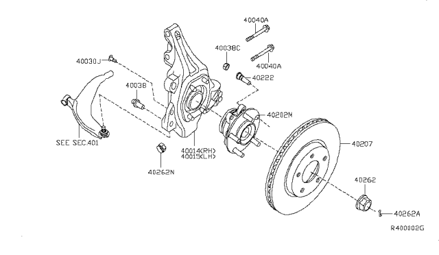 2010 Nissan Altima Rotor-Disc Brake,Front Diagram for 40206-ZX00A