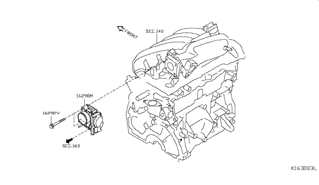 2019 Nissan Kicks Throttle Chamber Assembly Diagram for 16119-5RL0A