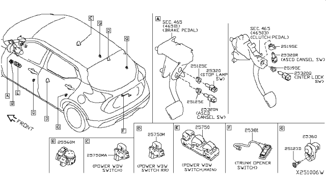 2019 Nissan Kicks Switch Assy-Trunk Opener Diagram for 25380-5RA0A