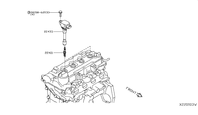 2019 Nissan Kicks Ignition Coil Assembly Diagram for 22448-5RL0A