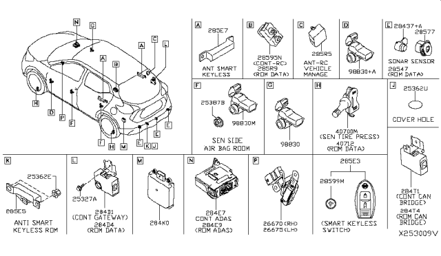 2018 Nissan Kicks Sensor Assembly-SOW Lamp,RH Diagram for 26670-5RA0A