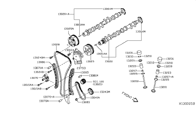 2019 Nissan Kicks Tensioner Assy-Chain Diagram for 13070-5RB0A