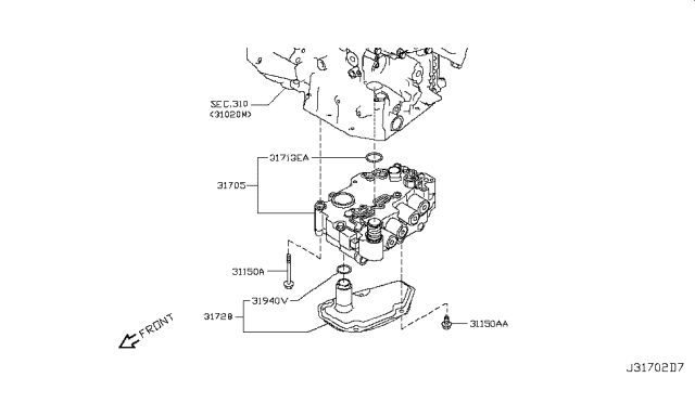 2019 Nissan Kicks Oil Strainer Assembly Diagram for 31728-50X0A