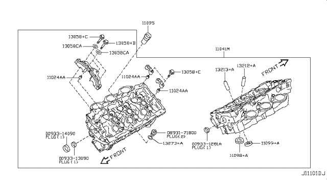 2017 Nissan GT-R Tube-Spark Plug Diagram for 11095-JF00A