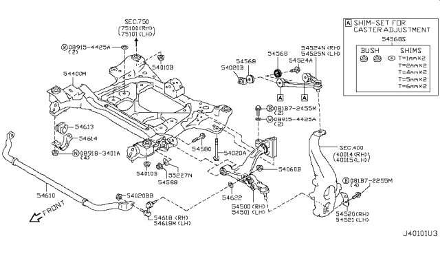 2010 Nissan GT-R Bracket-Steering Stopper,LH Diagram for 54521-JF00A