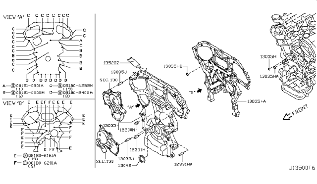 2015 Nissan GT-R Cover Assy-Front Diagram for 13500-JF01C