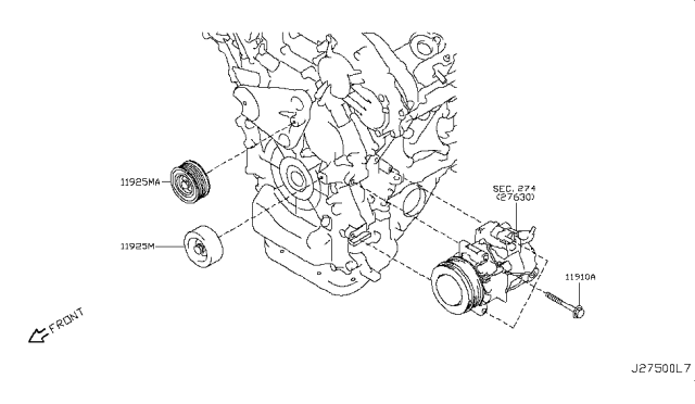 2016 Nissan GT-R Compressor Mounting & Fitting Diagram