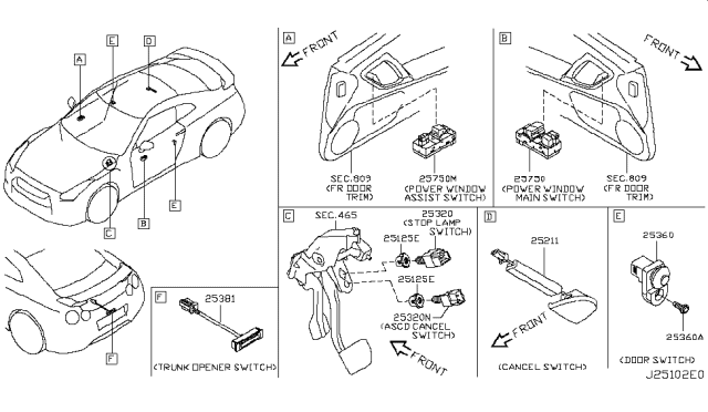2015 Nissan GT-R Switch Assy-Cancel Diagram for 25585-KB60D