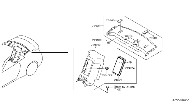 2014 Nissan GT-R Rear & Back Panel Trimming Diagram 2
