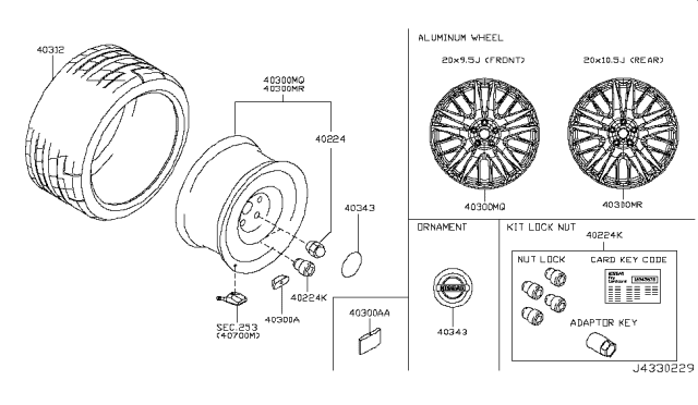 2014 Nissan GT-R Disc Wheel Ornament Diagram for 40342-KB55A