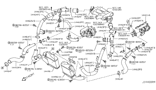 2019 Nissan GT-R Turbocharger Diagram for 14411-JF40A