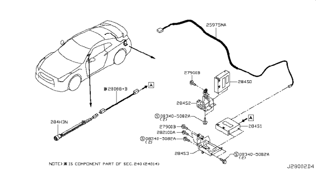 2017 Nissan GT-R Transmitter Assembly-Vehicle Data Diagram for 284S0-89S0B